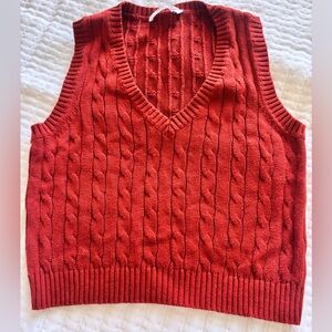 Double Zero Red Cable Knit V-Neck Sweater Vest